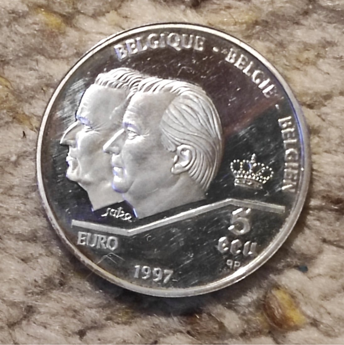  Belgien 5 Ecu 1997 SILBER   