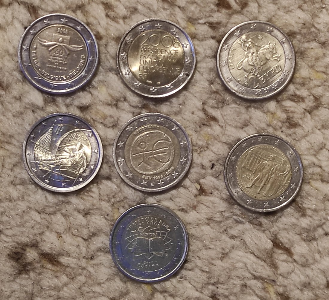  Set 157: 2 Euro 7 x Europa aus Umlauf   