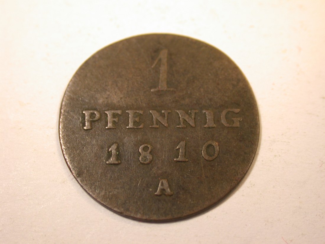  J09 Preussen  1 Pfennig 1810 A in f.ss   Originalbilder   