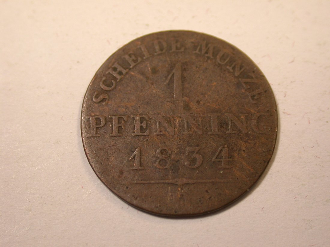  J09 Preussen  1 Pfennig 1834 D in s-ss  Originalbilder   