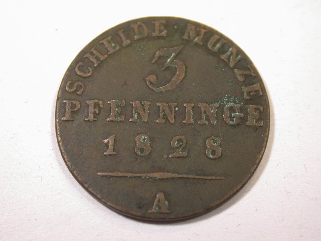  J09 Preussen  3 Pfennig 1828 A in ss   Originalbilder   