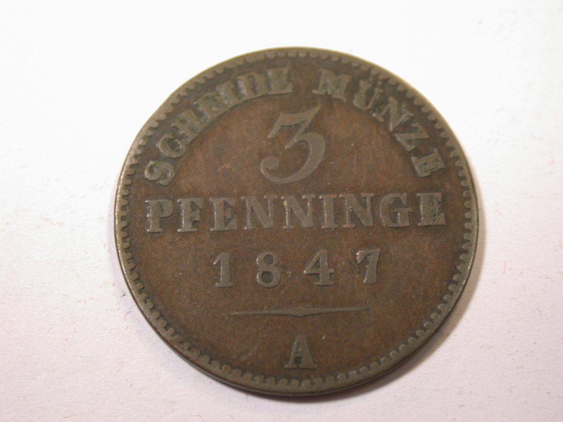  J09 Lippe-Detmold 3 Pfennig 1847 in f.ss    Originalbilder   