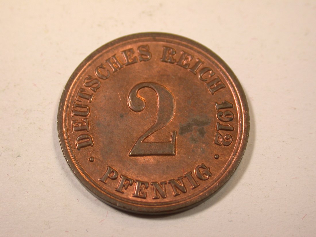 J09 KR 2 Pfennig 1912 A in f.ST Originalbilder