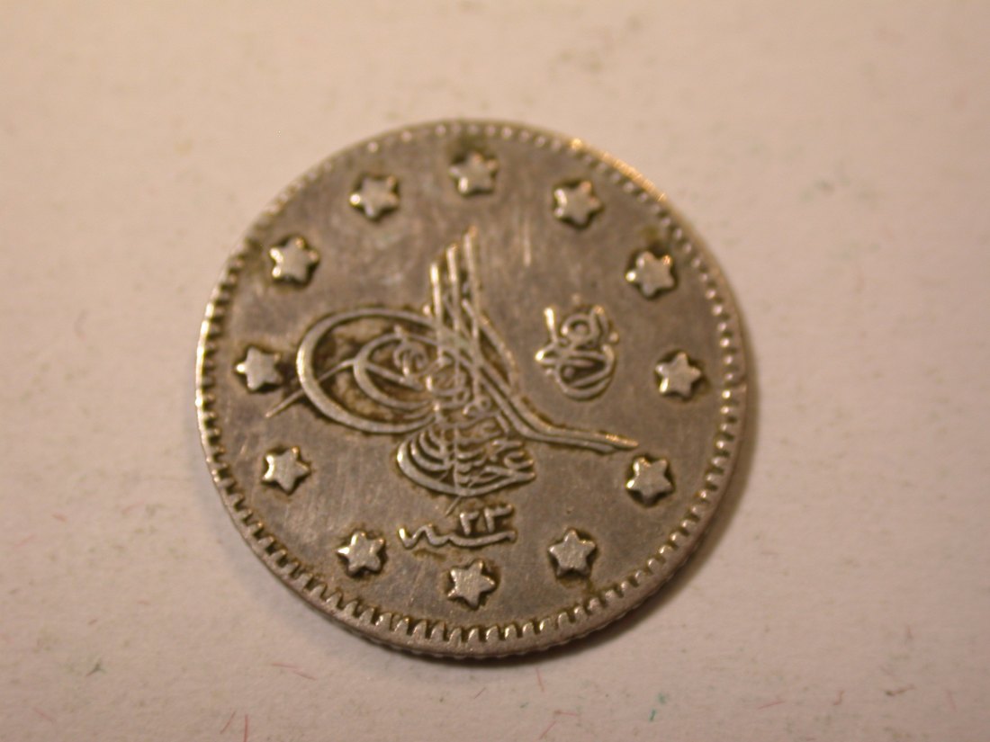  J09  Türkei ca.1885 Abdul Hamid 1,2 Kurush Silber  Originalbilder   