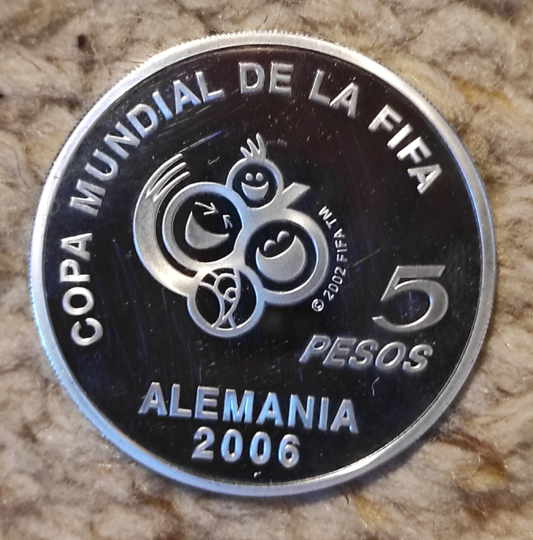  Argentinien 5 Pesos 2004 WM Deutschland Proof   