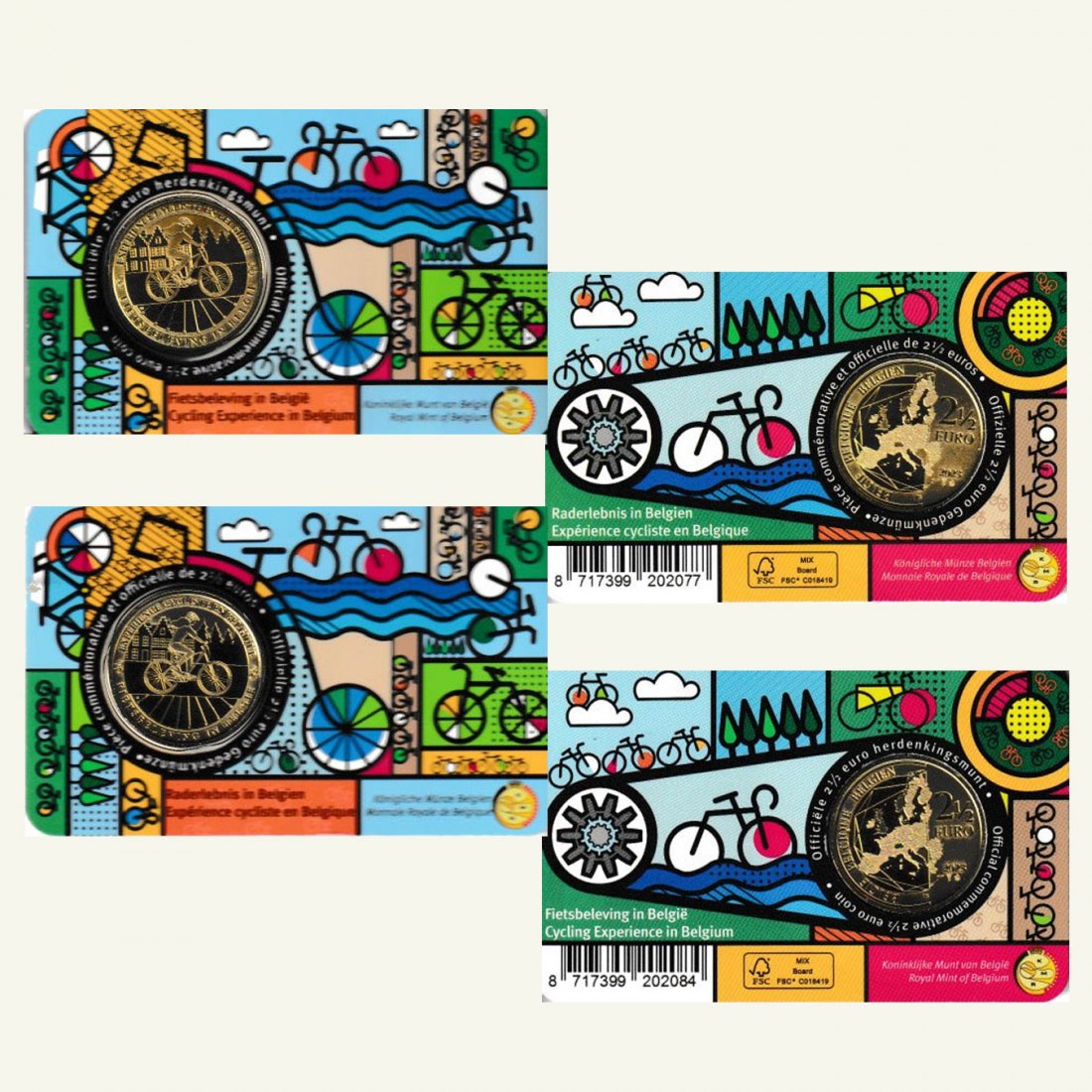  Coincard 2x 2,50-€-Sondermünze Belgien *Raderlebnis in Belgien* 2023 Ausgabe NL + F nur 30.000St!   