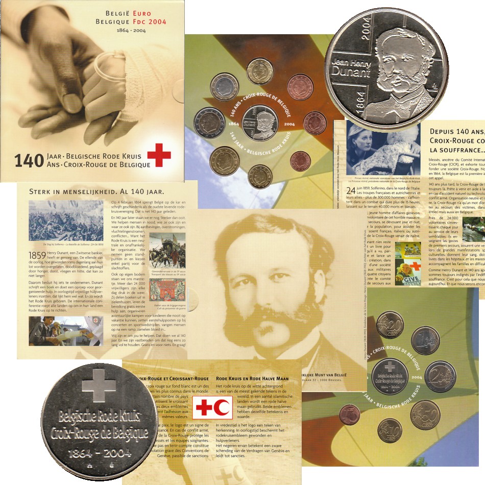  Offiz. KMS Belgien *140 Jahre Belgisches Rotes Kreuz* 2004 nur 38.250 Stück!   