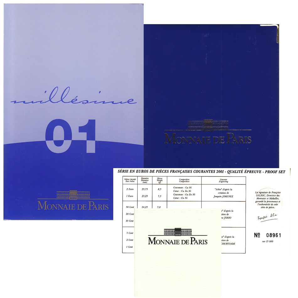  Offiz. Euo-KMS Frankreich 2001 *PP* nur 15.000 Stück!   