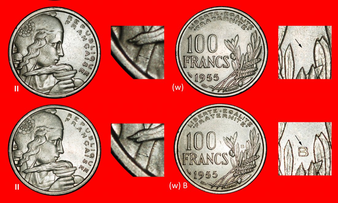  Ⰿ TORCH (1954-1959): FRANCE ★ 100 FRANCS 1955 4 COINS! JUST PUBLISHED! LOW START ★ NO RESERVE!   