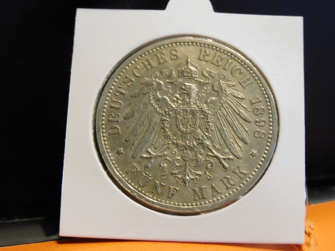 GERMANY 5 MARK 1898 PRUSSIA.GRADE-PLEASE SEE PHOTOS.   