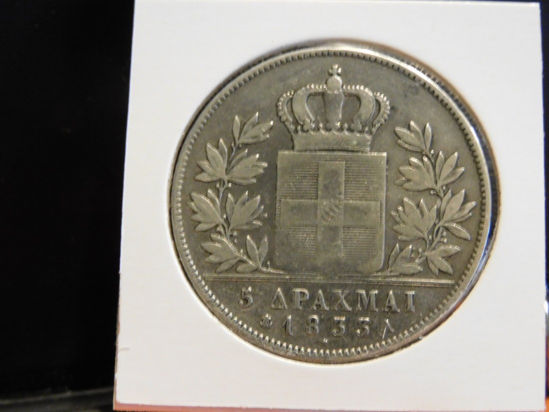  GREECE 5 DRAHMAI 1833 KING OTHON [OTTO PRINCE OF BAVARIA].GRADE-PLEASE SEE PHOTOS.   