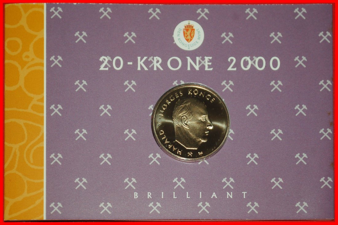  Ⰿ ERROR MILLENNIUM: NORWAY ★ 20 CROWNS 2000 BU RARE! HARALD V (1991-)★LOW START★NO RESERVE!   