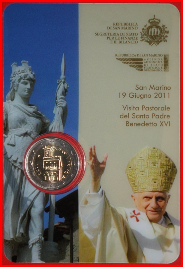 Ⰿ ITALIEN NICHT-PHALLISCHE 2008-2025:SAN MARINO★2 EURO 2011R BENEDIKT XVI. 2005–2013★OHNE VORBEHALT!