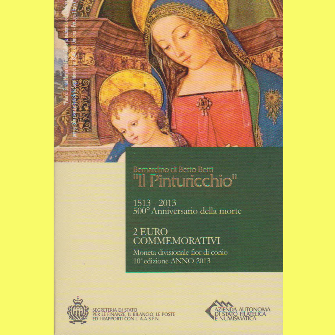 Offiz. 2-Euro-Sondermünze San Marino *500. Todestag von Pinturicchio* 2013   