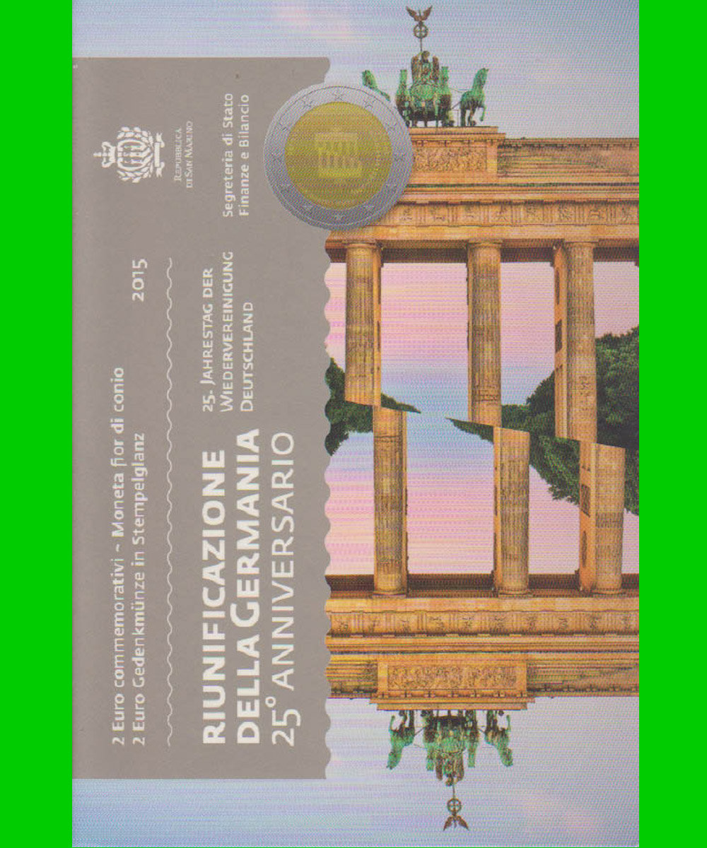  Offiz. 2-Euro-Sondermünze San Marino *25 Jahre Deutsche Einheit* 2015   