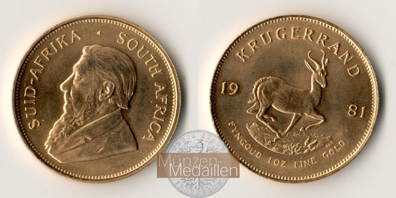 Süd Afrika MM-Frankfurt Feingold: 31,1g 1 Krügerrand 1981 