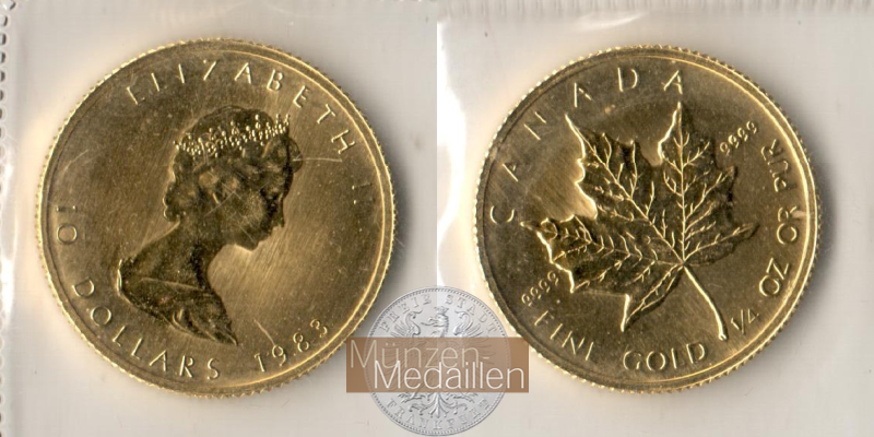 Kanada MM-Frankfurt Feingewicht: 7,78g Gold 10 Dollars 1983 
