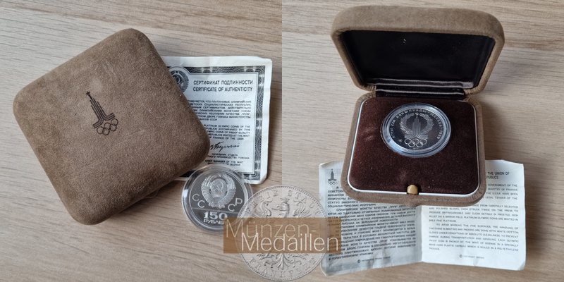 Russland  150 Rubel MM-Frankfurt Feinplatin: 15,55g XXII Olympiade Moskau '80 1977 