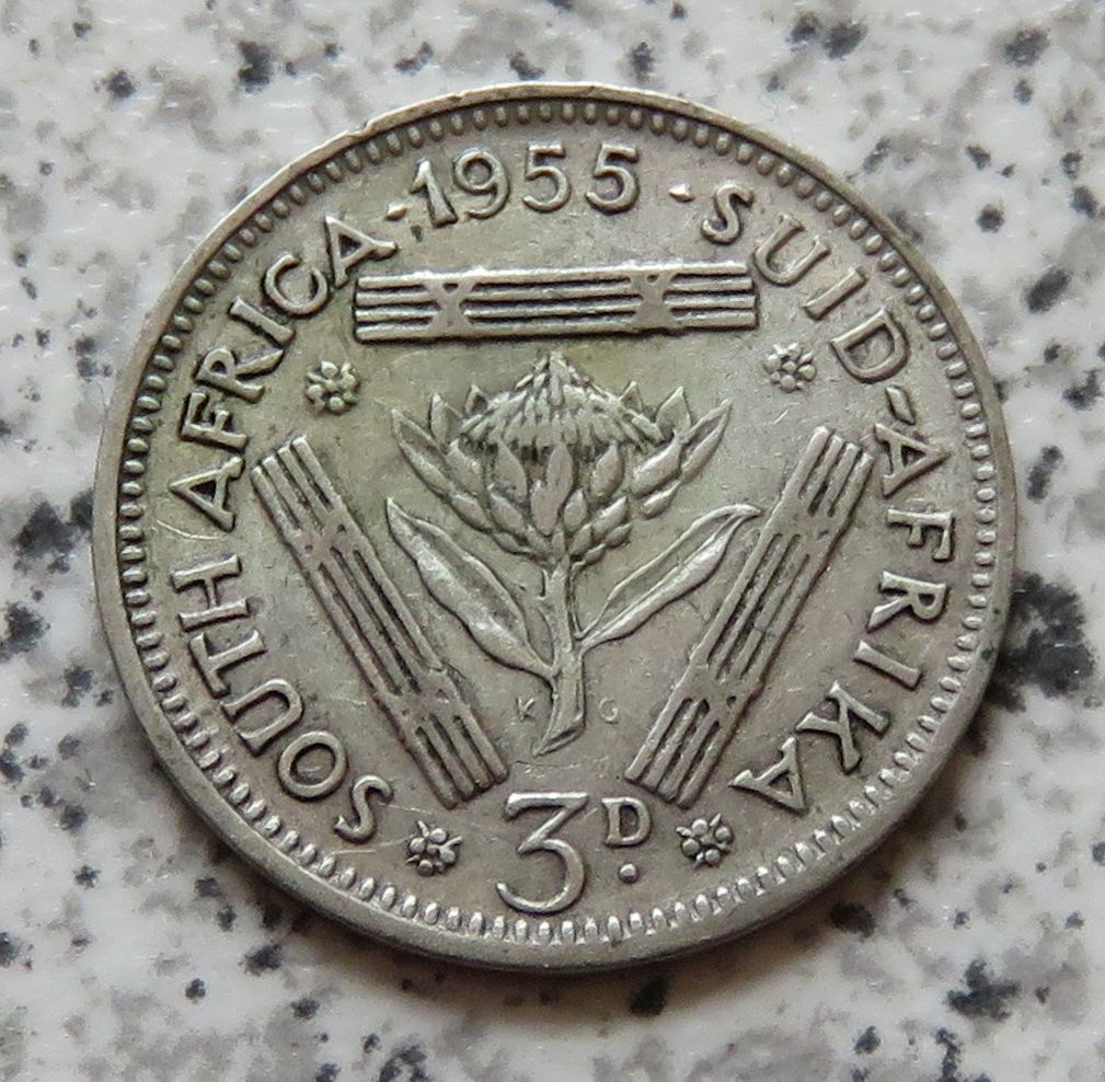  Südafrika 3 Pence 1955   