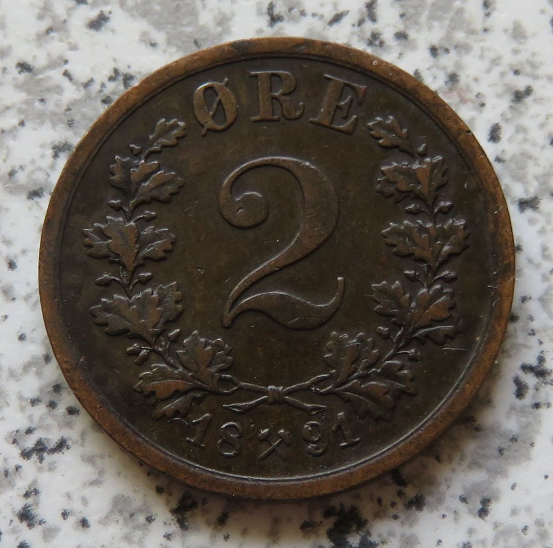  Norwegen 2 Öre 1891   