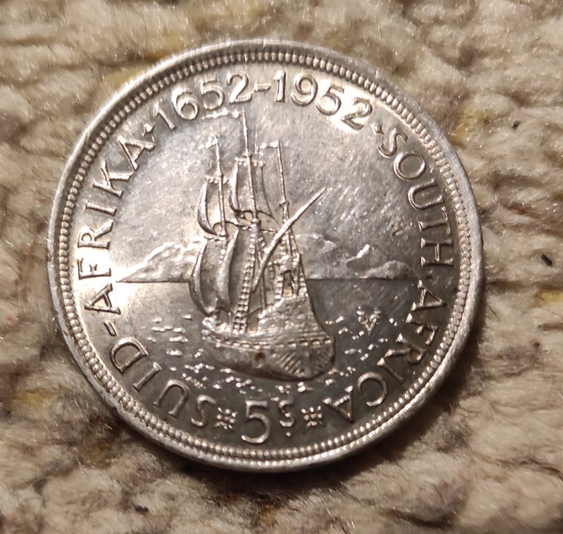  Südafrika 5 Schillings 1952 SILBER   
