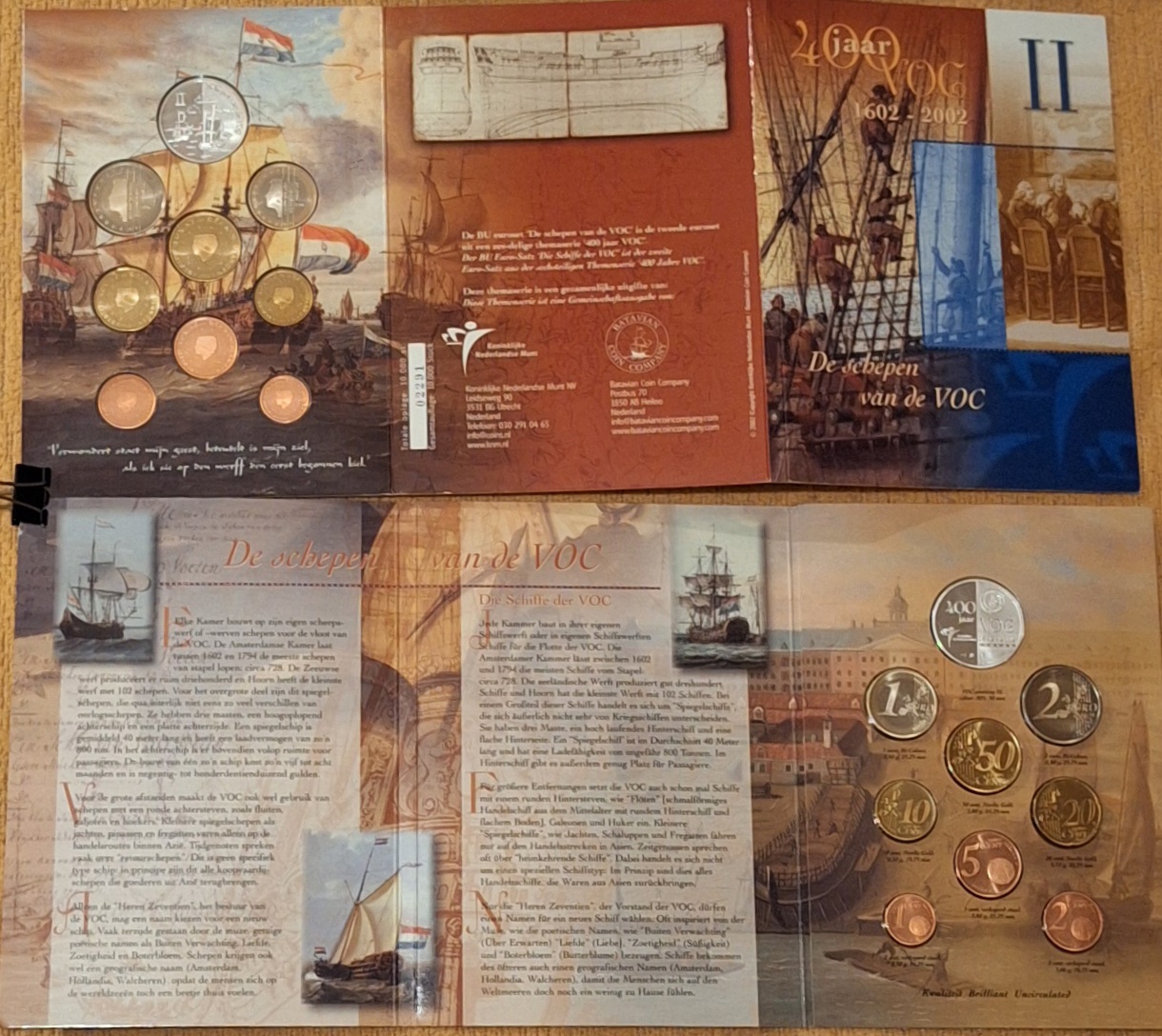  Niederlande KMS 2002 Serie 400 Jahre VOC Thema II - die Schiffe incl. Silbermedaille ex.10.000   