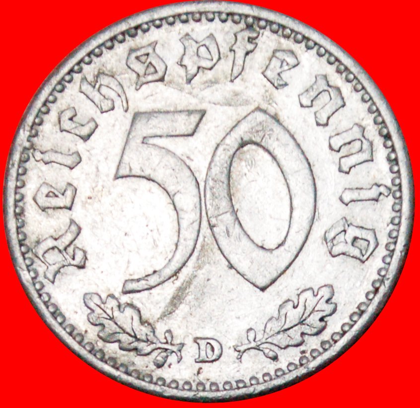  Ⰿ THIRD REICH 1933-1945: GERMANY★50 PFENNIGS 1935D WITHOUT SWASTIKA! BAVARIA★LOW START ★ NO RESERVE!   