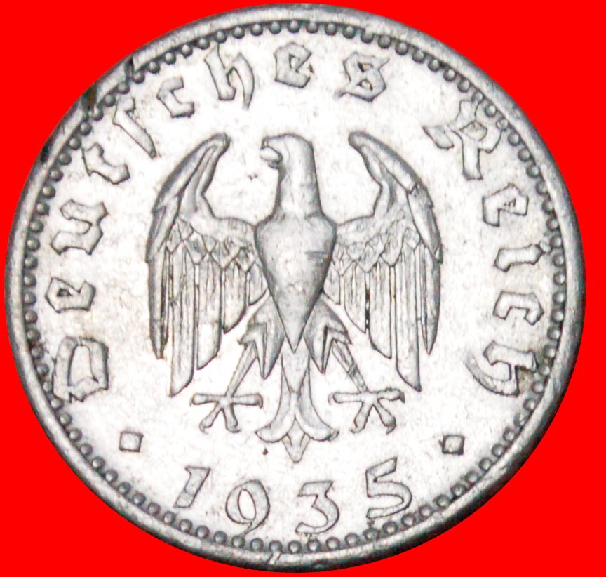  Ⰿ THIRD REICH 1933-1945: GERMANY★50 PFENNIGS 1935D WITHOUT SWASTIKA! BAVARIA★LOW START ★ NO RESERVE!   