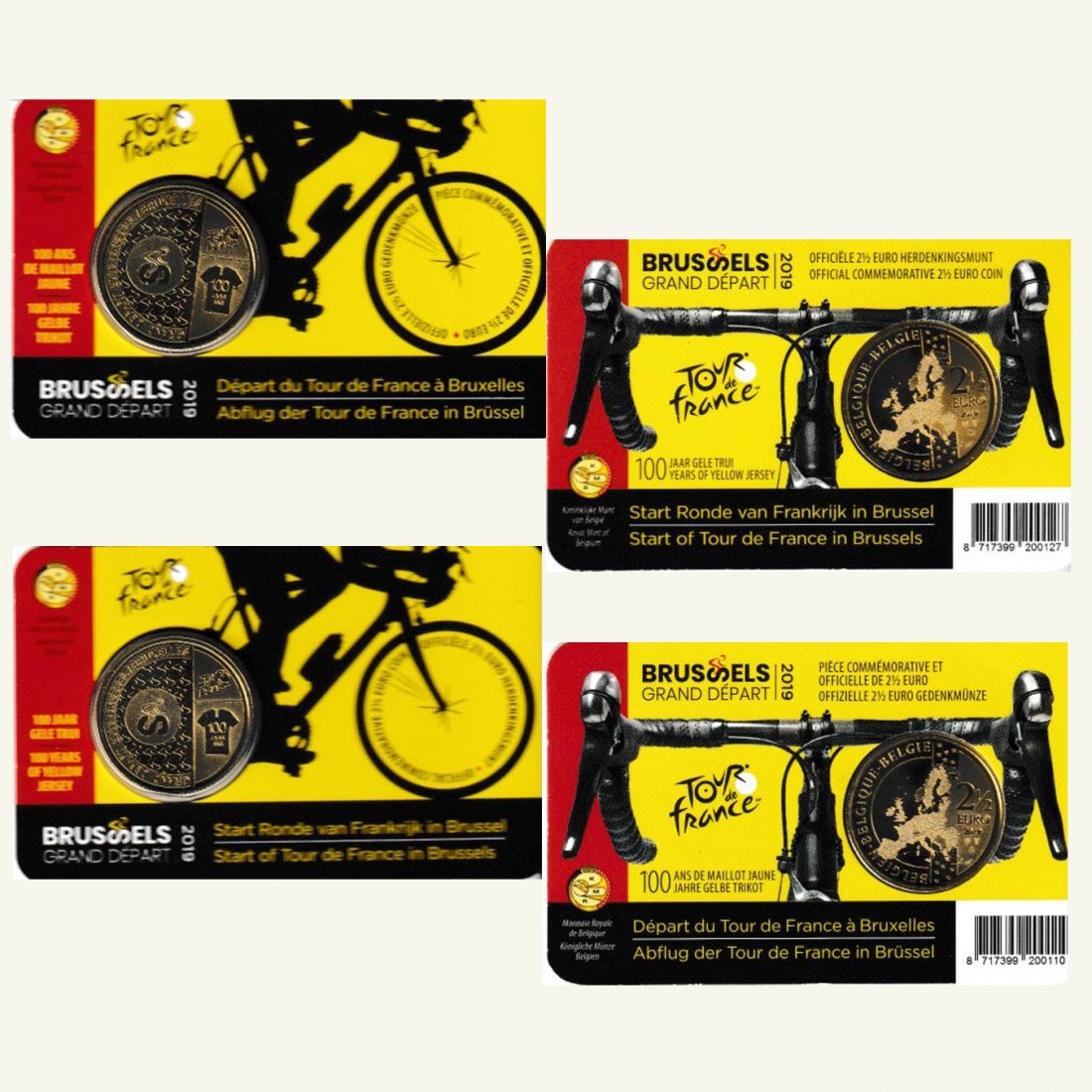  Coincard 2x 2,50-€-Sondermünze Belgien *100 Jahre Gelbes Trikot* 2019 Ausgabe NL + F   