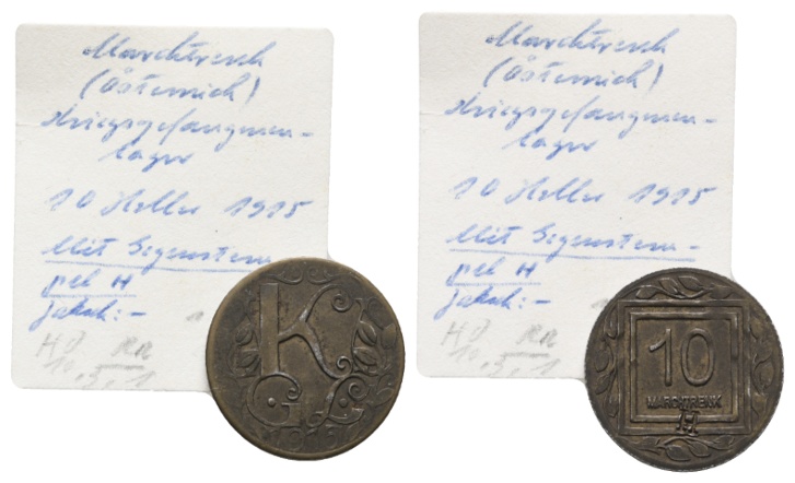  Marchtrenk (Österreich), Notmünze, Kriegsgefangenenlager, 10 Heller 1915   