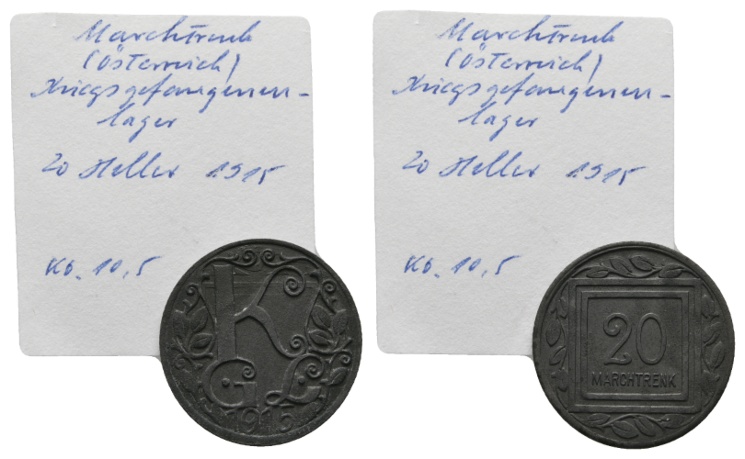  Marchtrenk (Österreich), Notmünze, Kriegsgefangenenlager, 20 Heller 1915   
