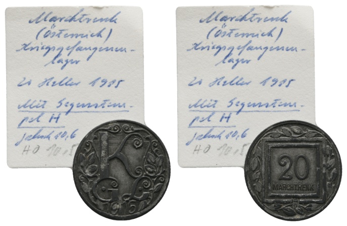  Marchtrenk (Österreich), Notmünze, Kriegsgefangenenlager, 20 Heller 1915   