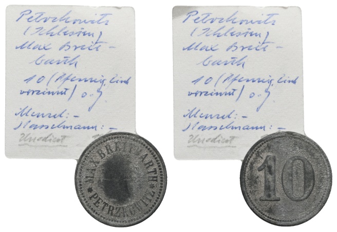  Notgeld, Petrzkowitz (Schlesien) MAX BREITBARTH, 10 (Pfennig)   