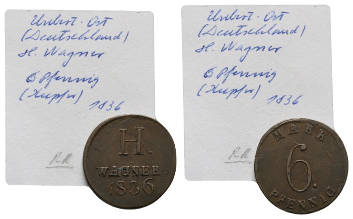  Altdeutschland, Notmünze; 6 Pfennig 1836   
