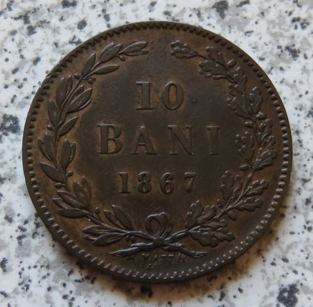  Rumänien 10 Bani 1867 Watt & Co   