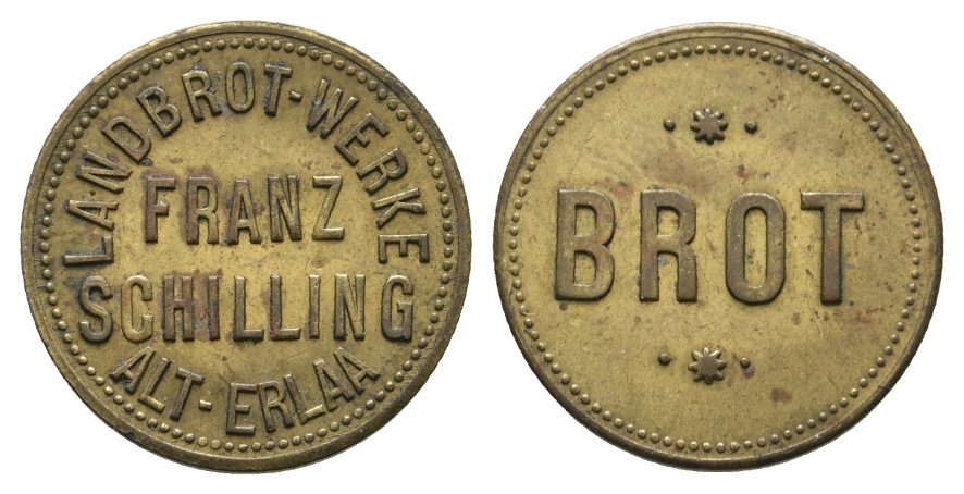  Österreich, Wien, Landbrot-Werke Franz Schilling in Alt-Erlaa, Brotmarke o.J., Messing   