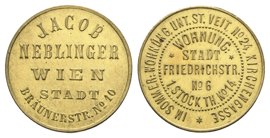  Österreich, Wien, Jacob Neblinger, Werbemedaille o.J., Messing   
