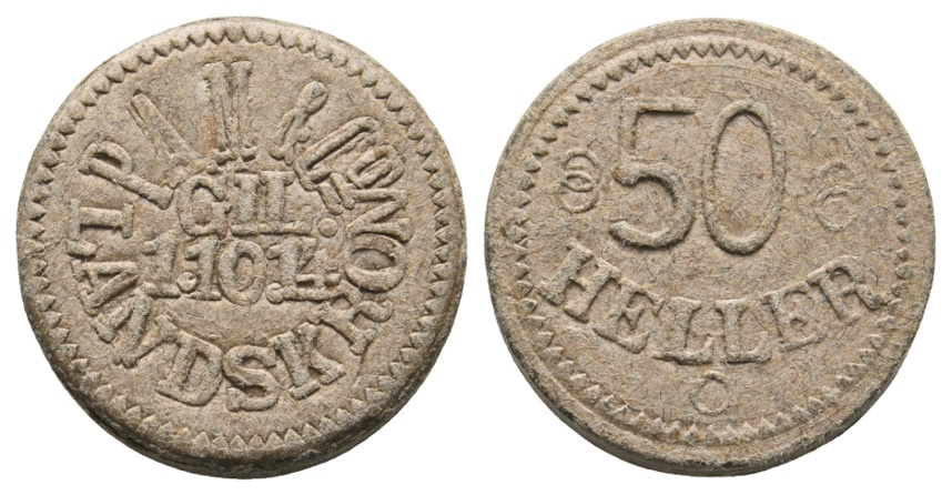  RDR, 50 Heller; Notgeld, Pappe   