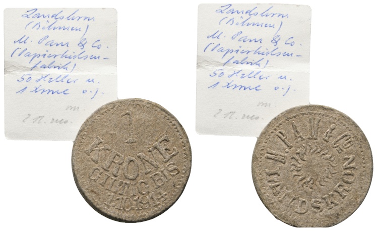  Böhmen, 1 Krone; Notgeld, Pappe   