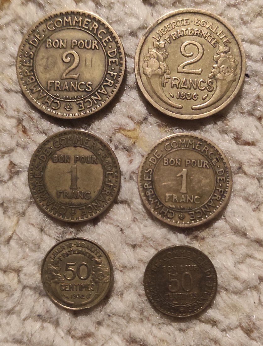  Frankreich 6 alte Münzen   