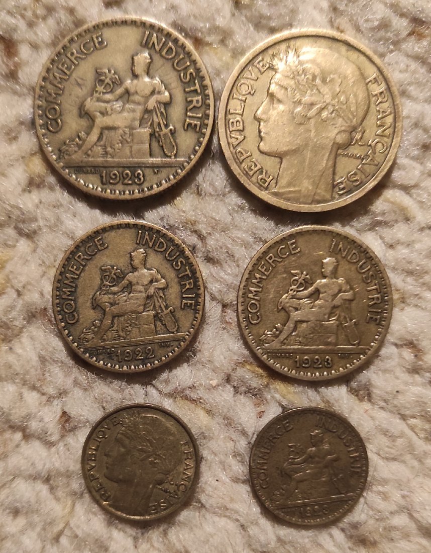  Frankreich 6 alte Münzen   