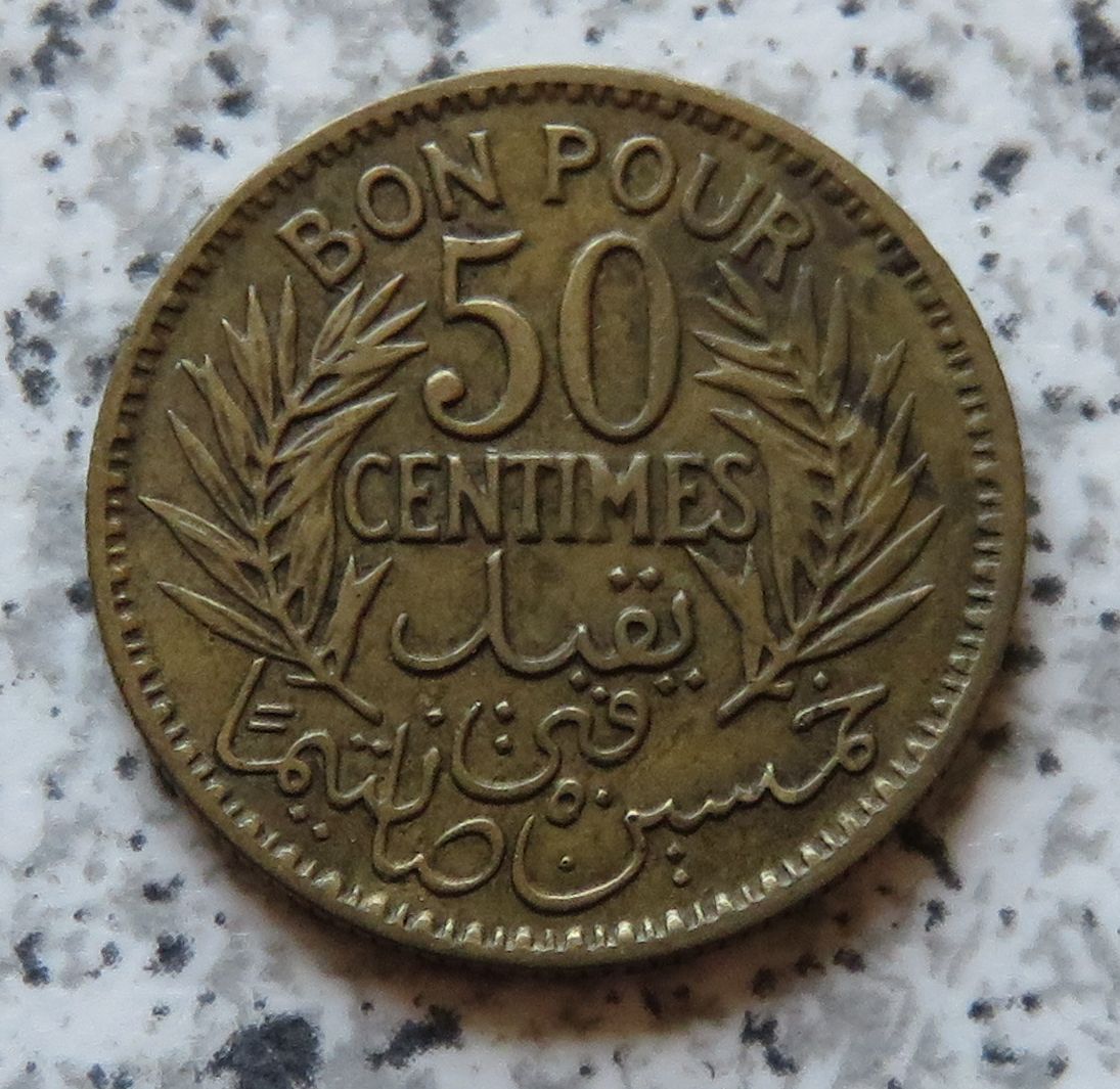  Tunesien 50 Centimes 1933, besseres Jahr   