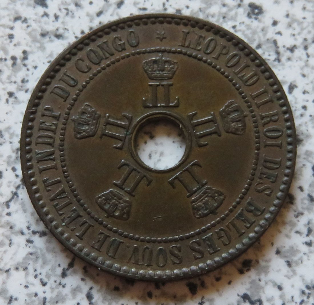  Belgisch Congo 5 Centimes 1888 über 1887   