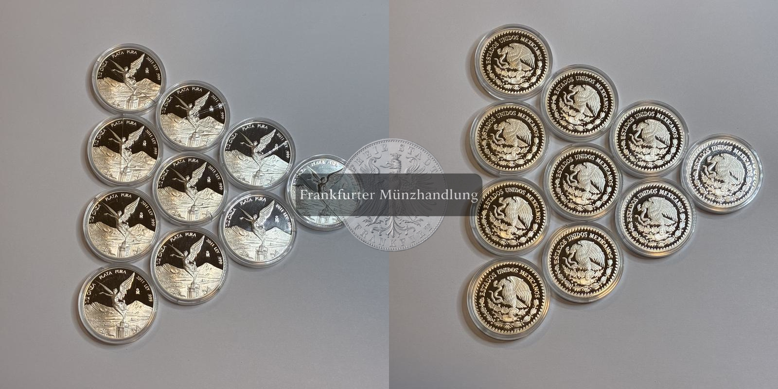  Mexiko Libertad  2011 1/2 Onza KM#545 LOT 10 Münzen FM-Frankfurt  Feinsilber: 155g   
