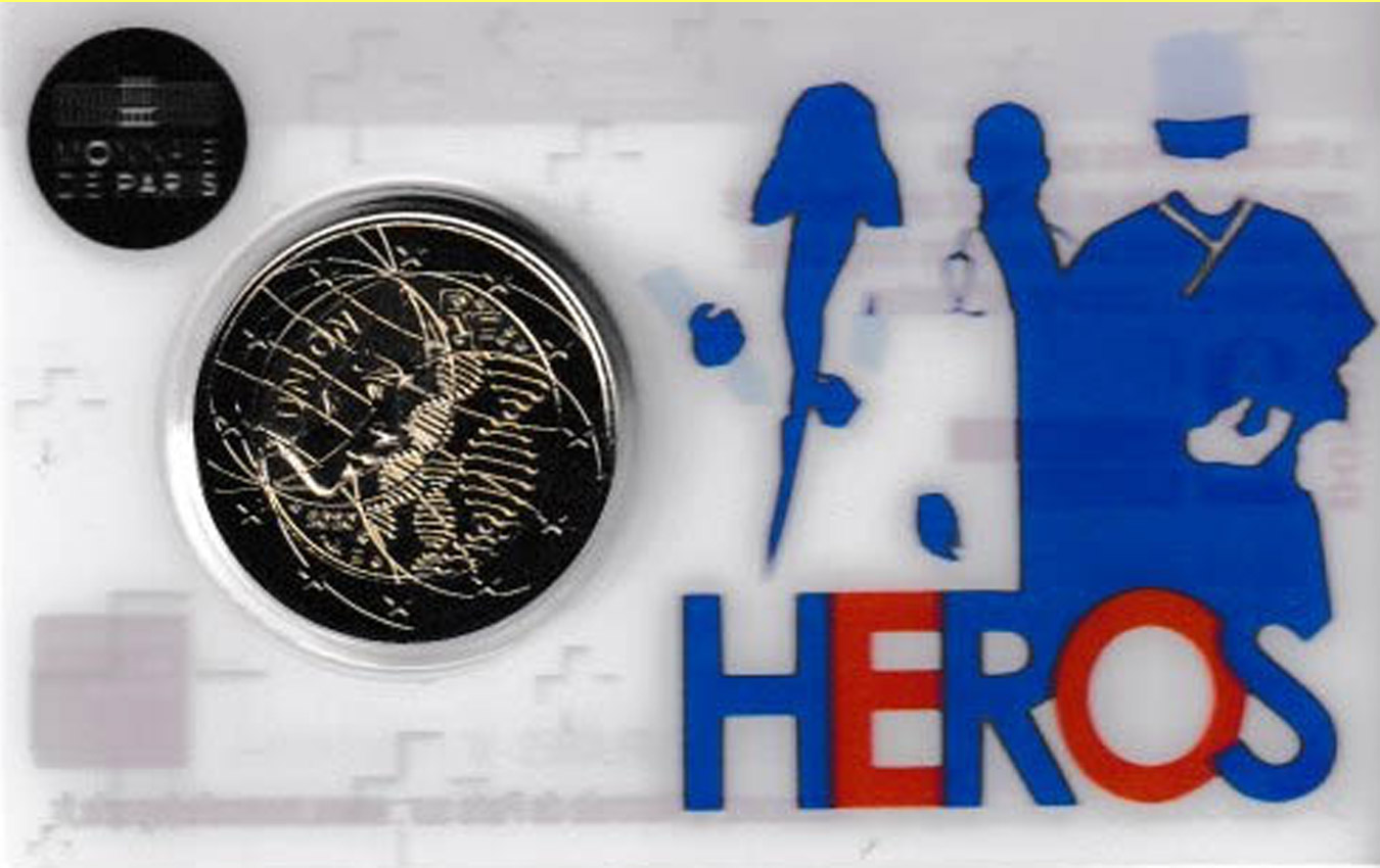  Offiz. Coincard 2 €-Sondermünze Frankreich *Medizinische Forschung - Heros* 2020   