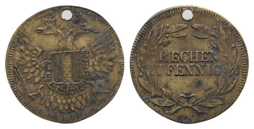  Altdeutschland; Rechenpfennig Nürnberg, gelocht   