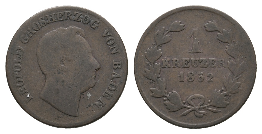  Altdeutschland; Baden, Kreuzer 1852   