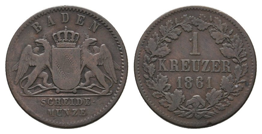  Altdeutschland; Baden, Kreuzer 1861   