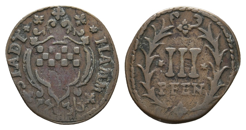  Altdeutschland; Hamm, Pfennig 1736   