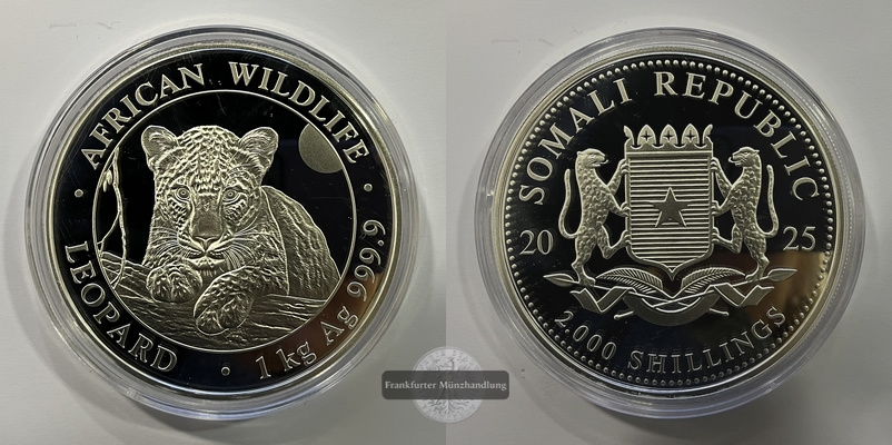  Somalia 2000 Shillings 2025 Leopard FM-Frankfurt  Feinsilber: 1.000g   